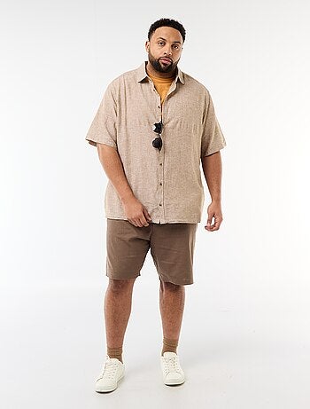 Camicia a maniche corte in misto lino
