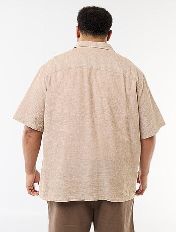 Camicia a maniche corte in misto lino