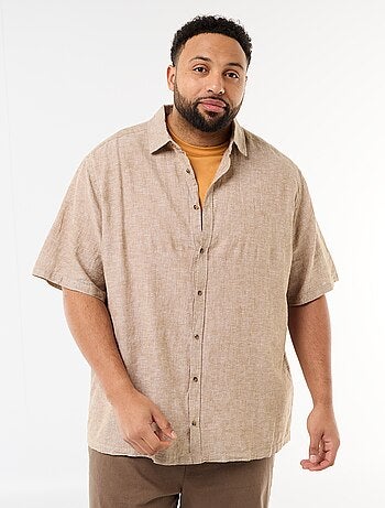 Camicia a maniche corte in misto lino