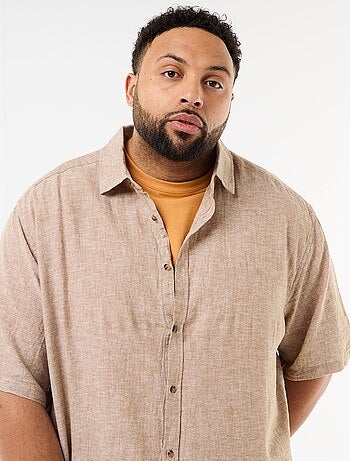 Camicia a maniche corte in misto lino