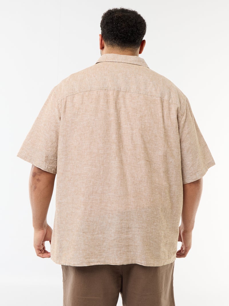 Camicia a maniche corte in misto lino Giallo - Kiabi