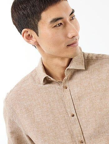 Camicia a maniche corte in misto lino