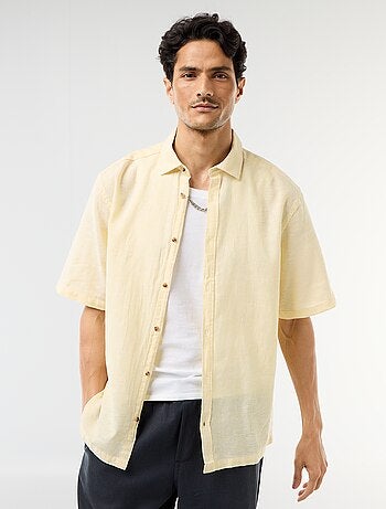 Camicia a maniche corte in misto lino