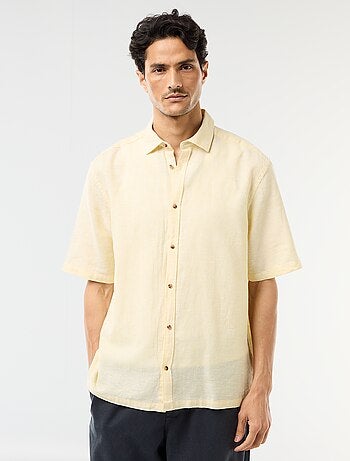 Camicia a maniche corte in misto lino