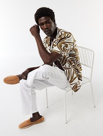 Camicia a maniche corte in misto lino