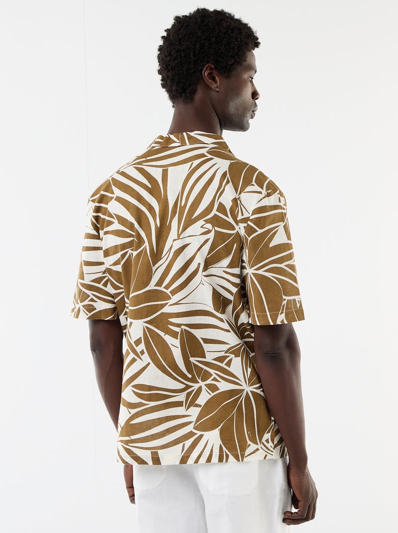 Camicia a maniche corte in misto lino Kaki - Kiabi