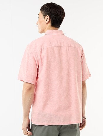 Camicia a maniche corte in misto lino