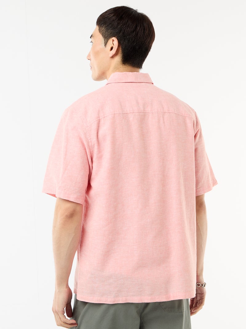 Camicia a maniche corte in misto lino Rosa chiaro - Kiabi