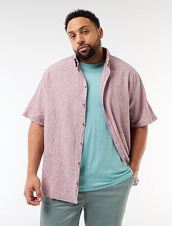 Camicia a maniche corte in misto lino