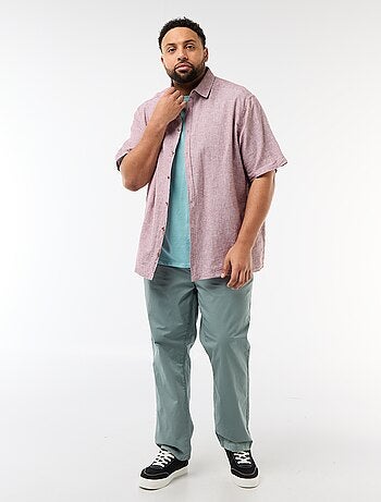 Camicia a maniche corte in misto lino