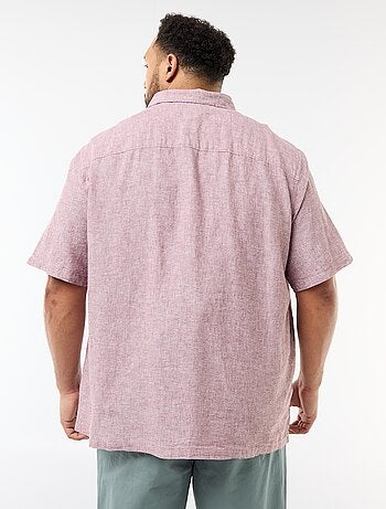 Camicia a maniche corte in misto lino
