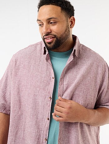 Camicia a maniche corte in misto lino