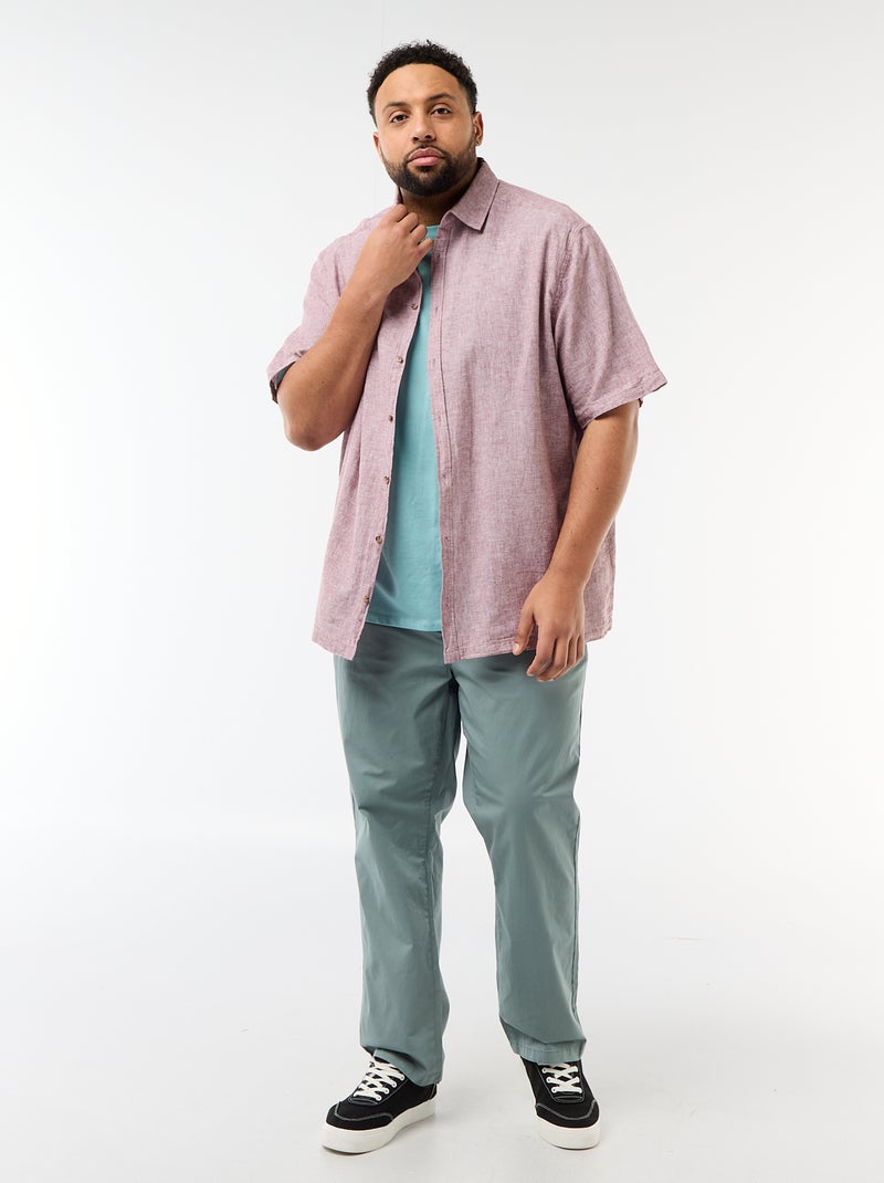 Camicia a maniche corte in misto lino Rosa - Kiabi
