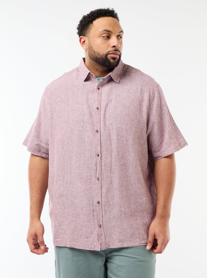Camicia a maniche corte in misto lino Rosa - Kiabi