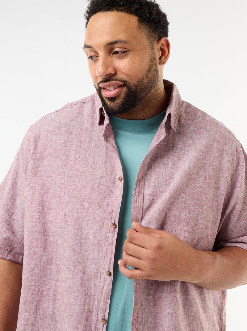 Camicia a maniche corte in misto lino Rosa - Kiabi