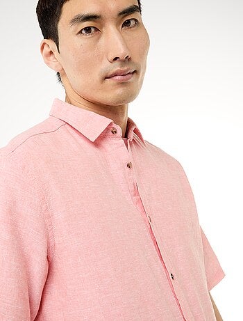 Camicia a maniche corte in misto lino