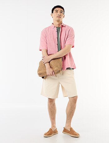 Camicia a maniche corte in misto lino