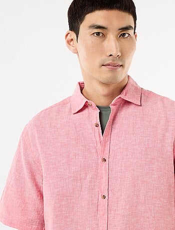 Camicia a maniche corte in misto lino
