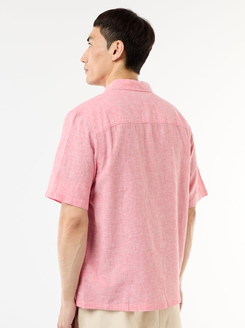 Camicia a maniche corte in misto lino Rosa - Kiabi