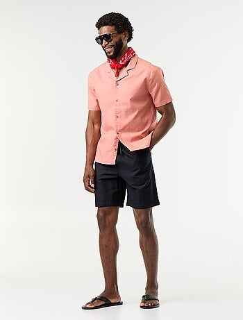 Camicia a maniche corte in misto lino