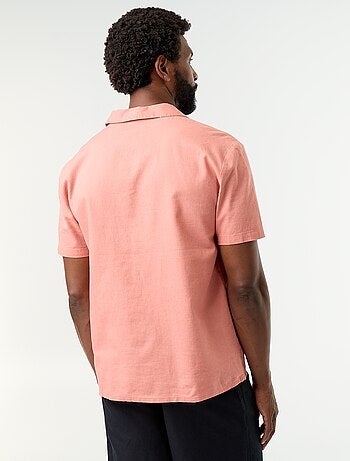 Camicia a maniche corte in misto lino