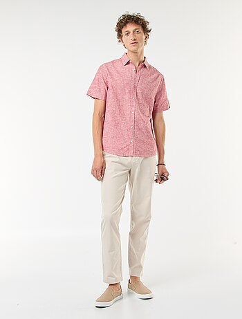 Camicia a maniche corte in misto lino