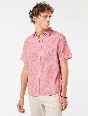 Camicia a maniche corte in misto lino