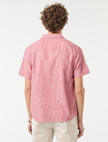Camicia a maniche corte in misto lino