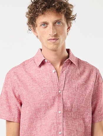 Camicia a maniche corte in misto lino