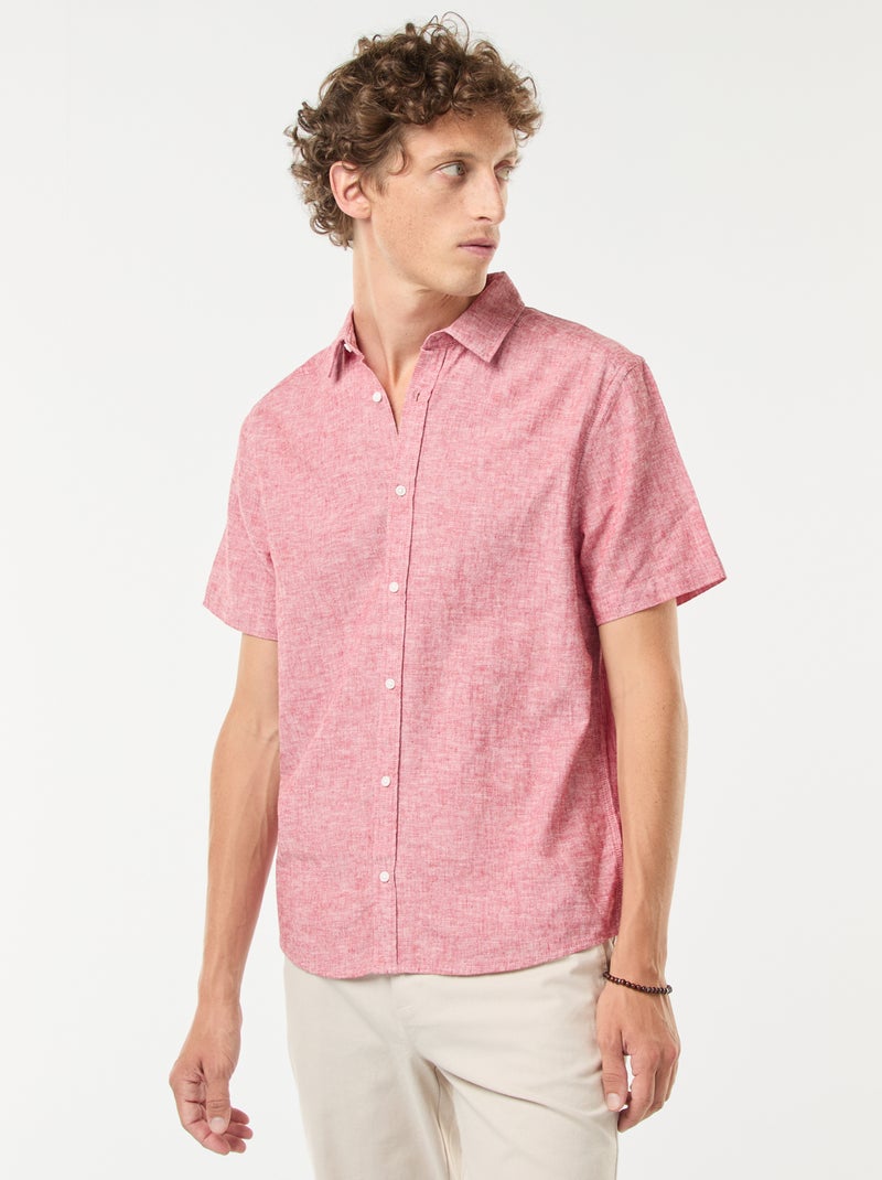 Camicia a maniche corte in misto lino Rosso - Kiabi