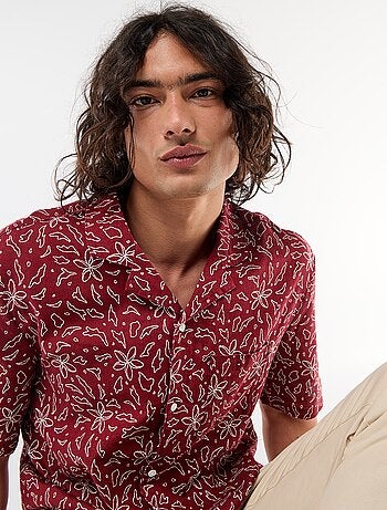 Camicia a maniche corte in misto lino