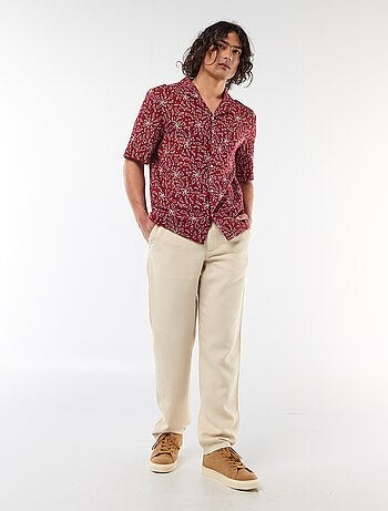 Camicia a maniche corte in misto lino