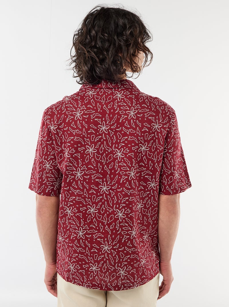 Camicia a maniche corte in misto lino Rosso - Kiabi