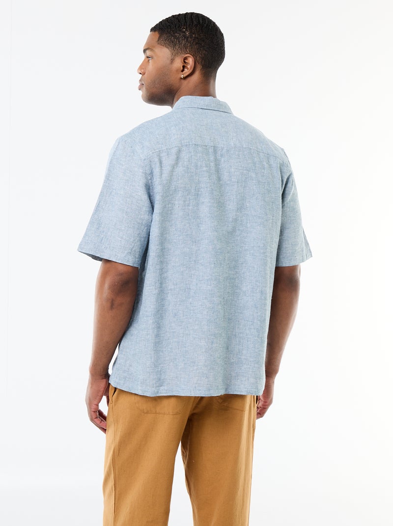 Camicia a maniche corte in misto lino Verde chiaro - Kiabi