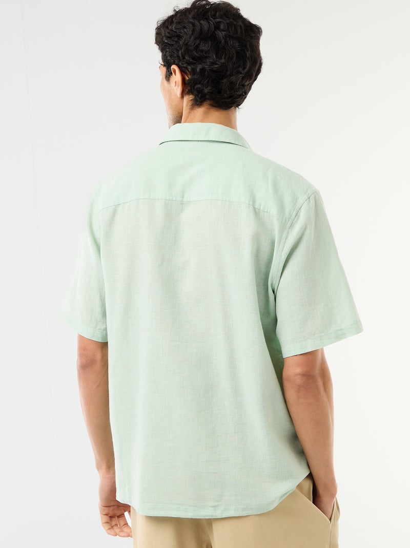 Camicia a maniche corte in misto lino Verde chiaro - Kiabi