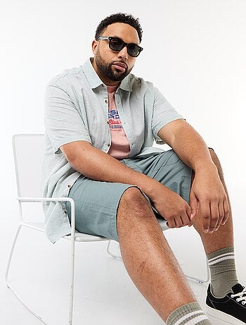 Camicia a maniche corte in misto lino