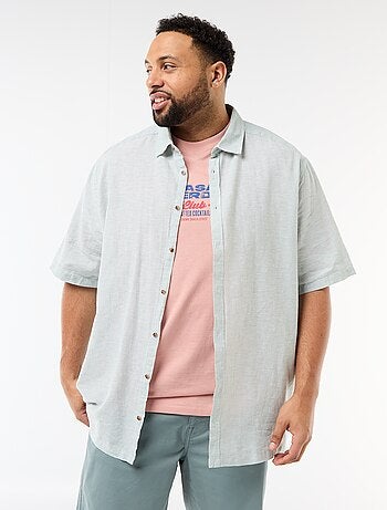 Camicia a maniche corte in misto lino