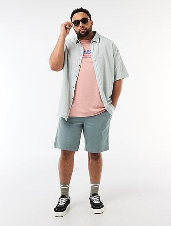 Camicia a maniche corte in misto lino