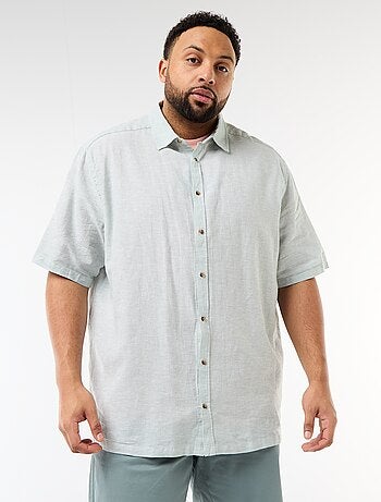 Camicia a maniche corte in misto lino