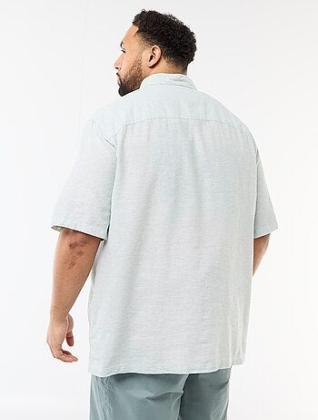 Camicia a maniche corte in misto lino