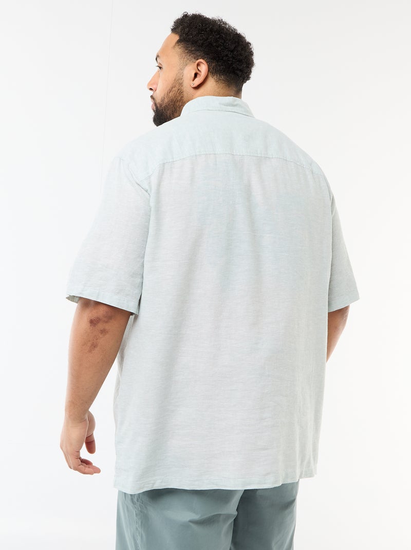 Camicia a maniche corte in misto lino Verde - Kiabi
