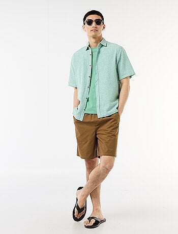 Camicia a maniche corte in misto lino