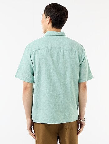 Camicia a maniche corte in misto lino