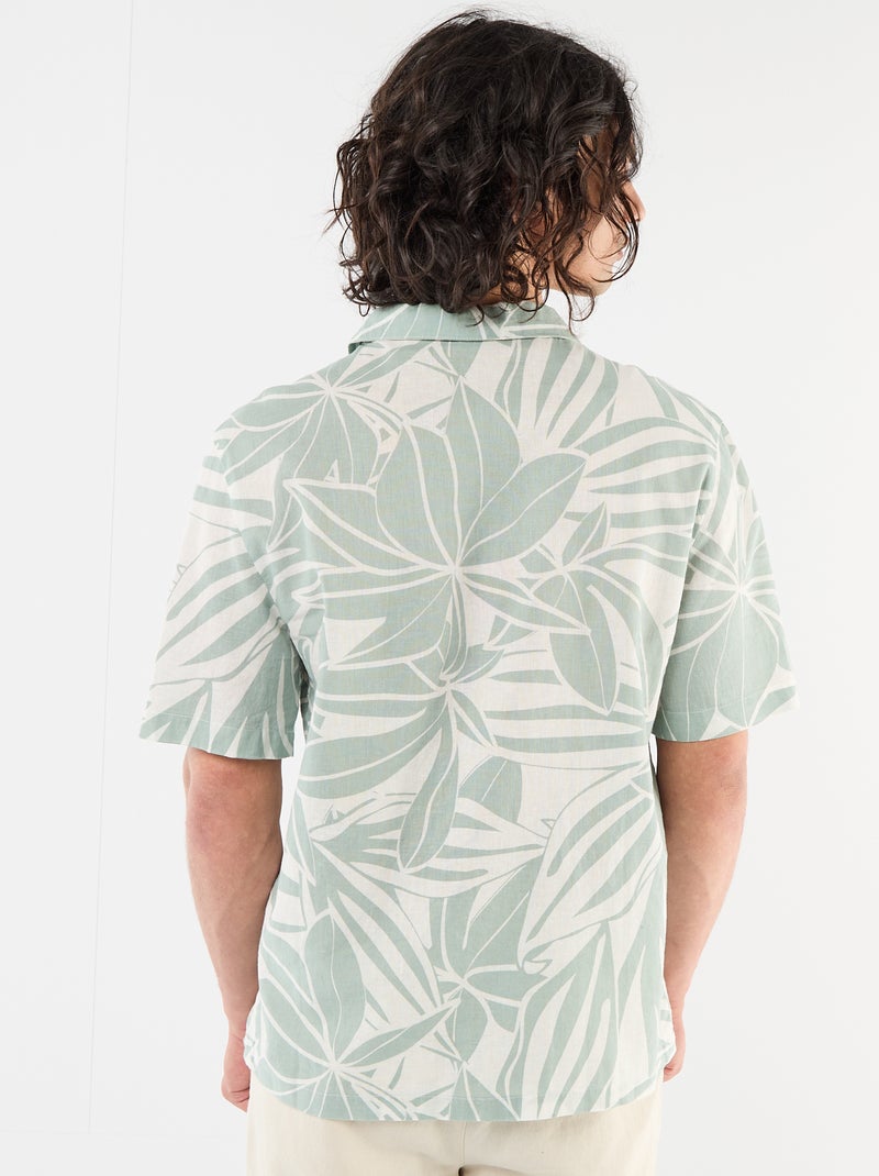 Camicia a maniche corte in misto lino Verde - Kiabi