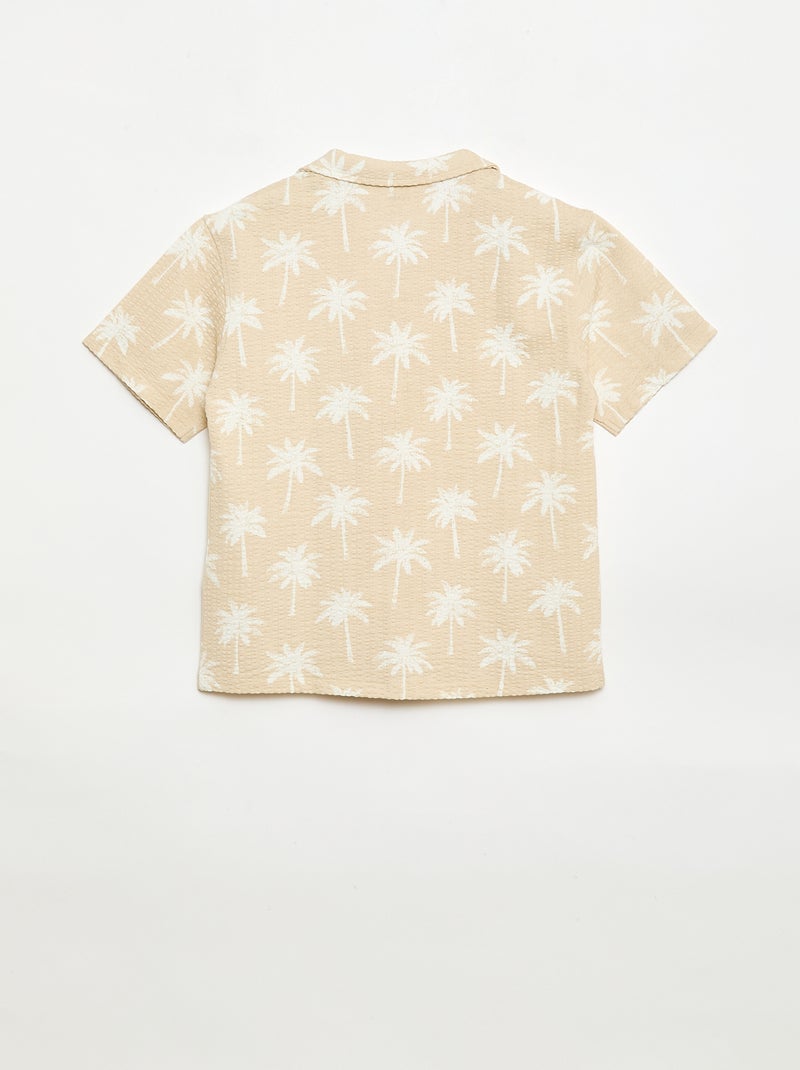 Camicia a maniche corte in nido d'ape Beige - Kiabi