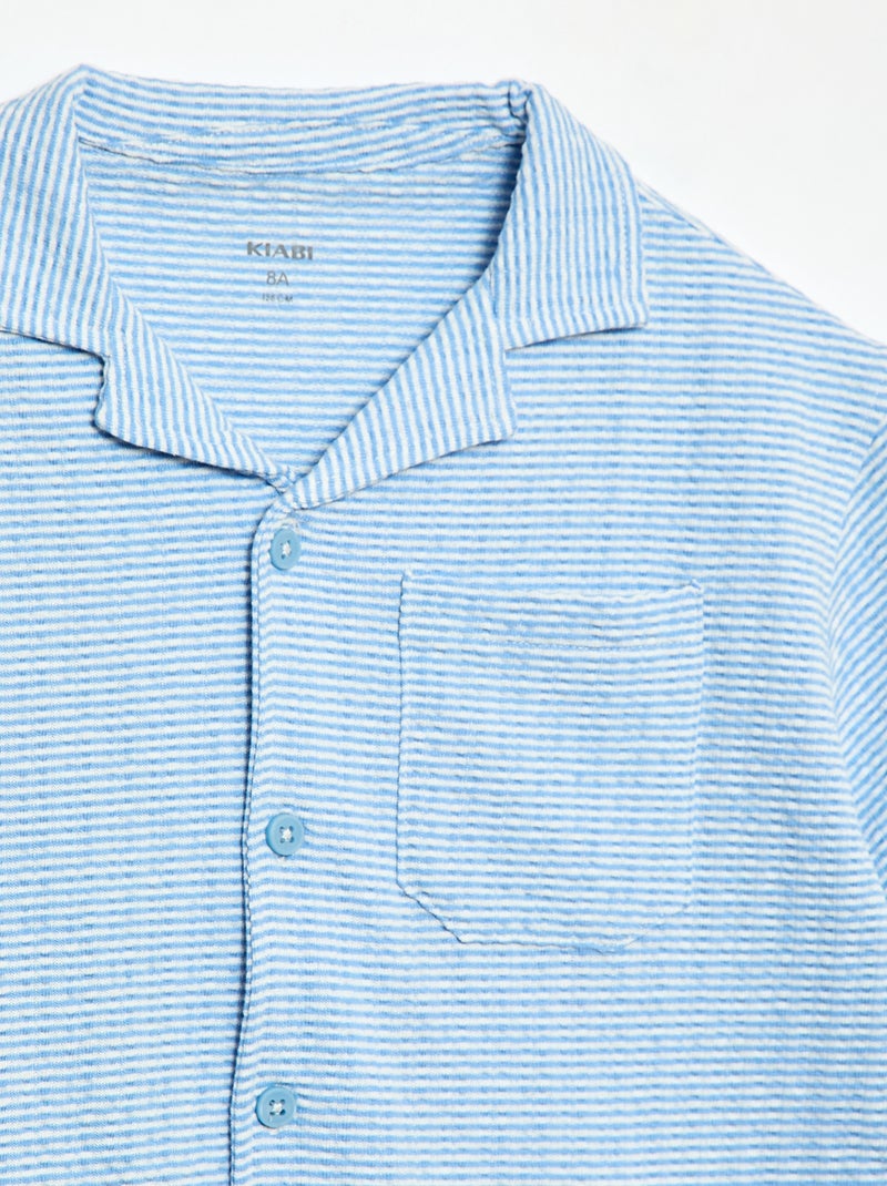 Camicia a maniche corte in nido d'ape Blu - Kiabi