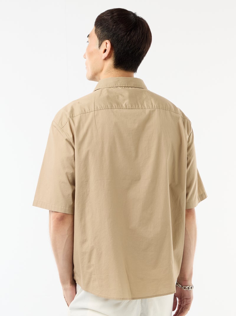 Camicia a maniche corte in popeline Beige - Kiabi
