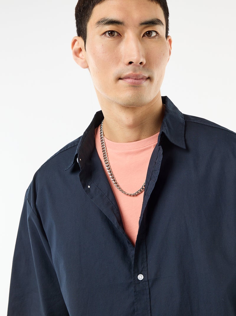 Camicia a maniche corte in popeline Blu - Kiabi