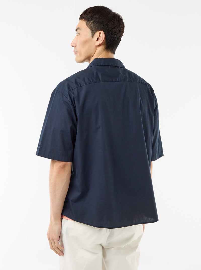 Camicia a maniche corte in popeline Blu - Kiabi