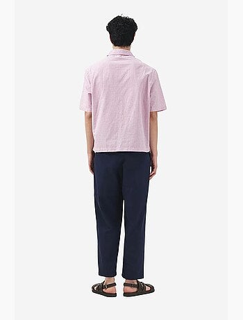 Camicia a maniche corte in popeline di cotone a quadri vichy da uomo giesto